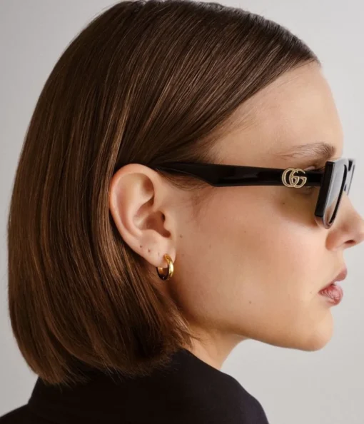 Gucci Rectangular Black Monogram Sunglasses