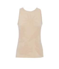 High Neck Knit Singlet in Sand