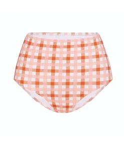 High Waisted Pant in Grapefruit Gingham