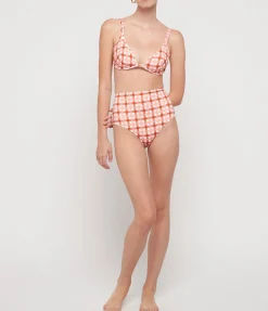 High Waisted Pant in Grapefruit Gingham