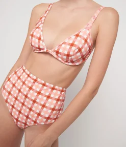 High Waisted Pant in Grapefruit Gingham