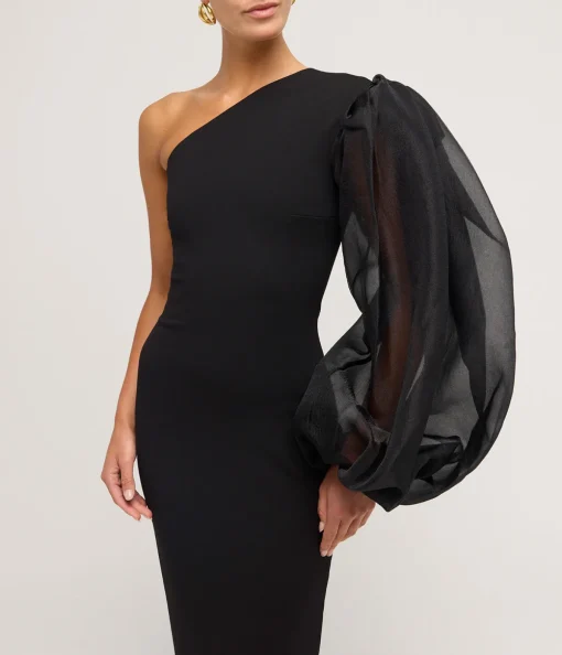 Hudson Crepe Knit Maxi Dress in Black
