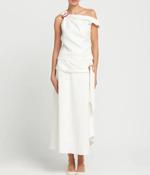 Ingrid Maxi Linen Skirt in Ivory