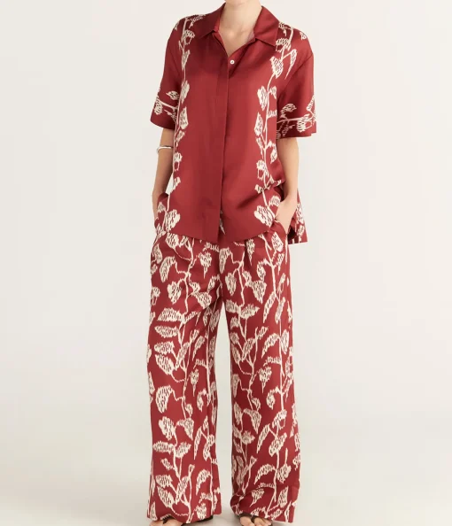 Isola Silk Trouser in Burgundy Vine