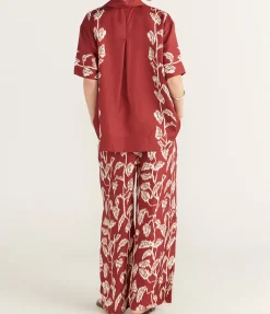 Isola Silk Trouser in Burgundy Vine