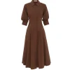 Jazz Pintuck Midi Dress in Chocolate