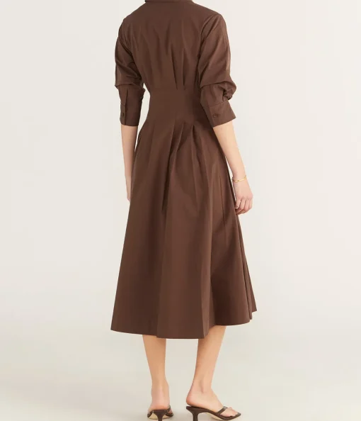 Jazz Pintuck Midi Dress in Chocolate