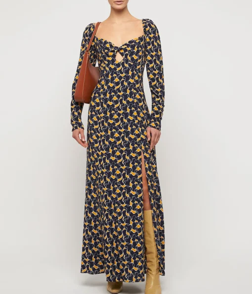 Josephine Dress in Navy Abstract Wave