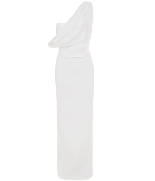 Kara Knit Satin Maxi Dress in Cream
