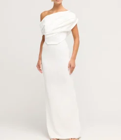 Kara Knit Satin Maxi Dress in Cream