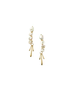Keshi Pearl Sculptural Drop Earrings in Gold