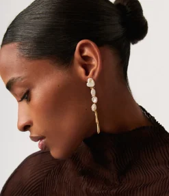 Keshi Pearl Sculptural Drop Earrings in Gold