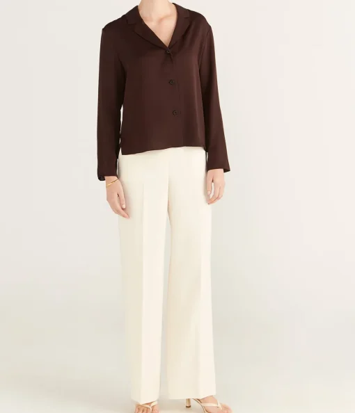 Lapell Collared Blouse in Hickory