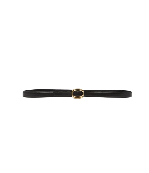 Lauren Leather Belt in Black and Gold