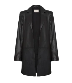 Leather Longline Jacket in Black