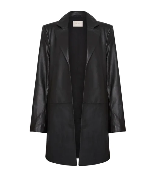 Leather Longline Jacket in Black