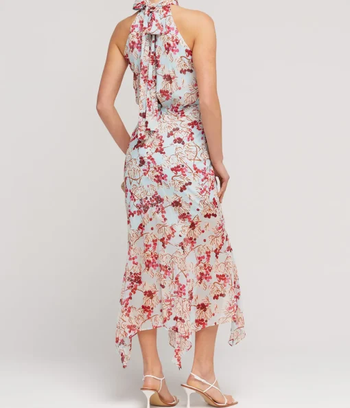 Lila Silk Halterneck Dress in Mulberry Day