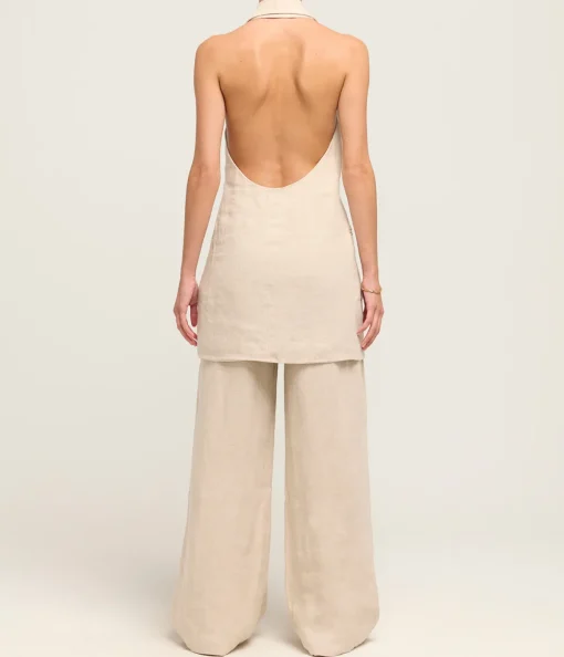 Linen Helm Vest in Natural