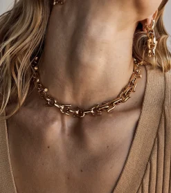 Link Statement Necklace in Gold