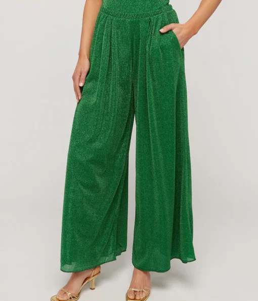 Lumiere Wide Leg Pants in Emerald Green