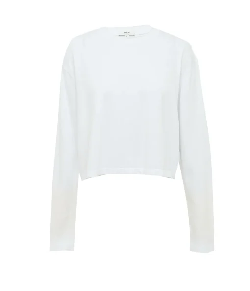 Mason Cropped Long Tee in White