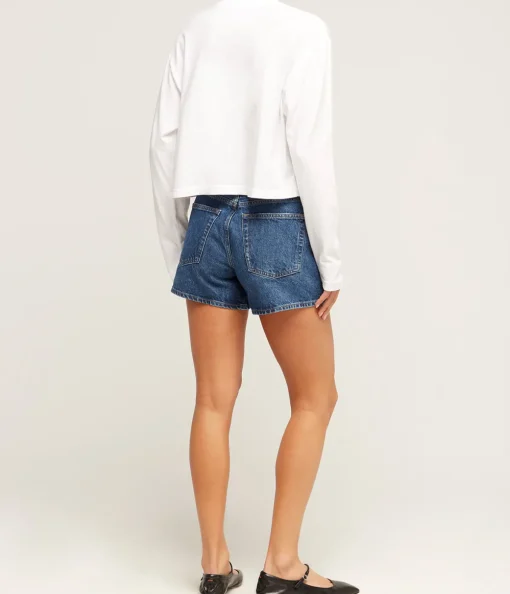 Mason Cropped Long Tee in White