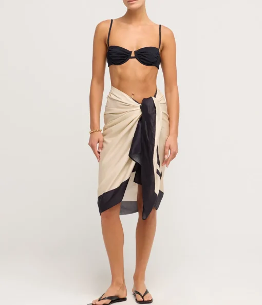 Mathise Sarong in Ecru and Noir Stripe