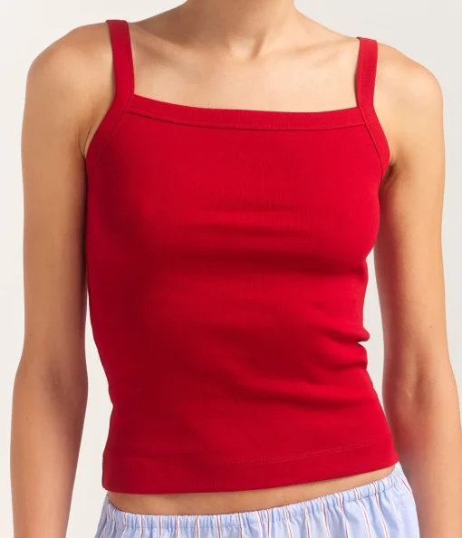 May Square Neck Cami in Red