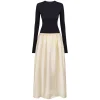 Meringue Maxi Dress in Black and Ivory