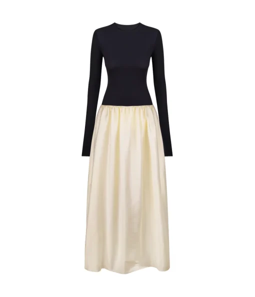 Meringue Maxi Dress in Black and Ivory