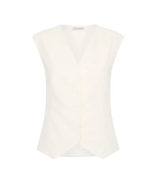 Minimal Tailored Vest in Ivory