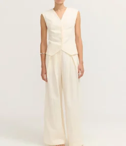 Minimal Tailored Vest in Ivory