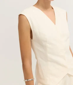 Minimal Tailored Vest in Ivory
