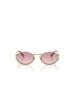 Miu Miu Oval Sunglasses in Gold