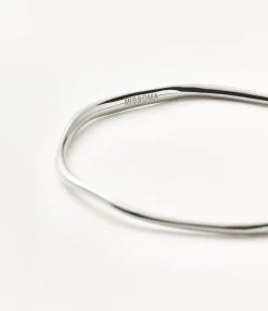 Molten Ripple Bangle in Silver