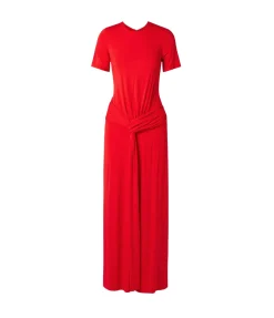 Nalani Short Sleeve Gown in Fiery Red