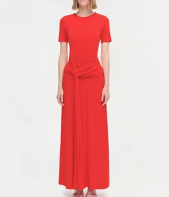 Nalani Short Sleeve Gown in Fiery Red