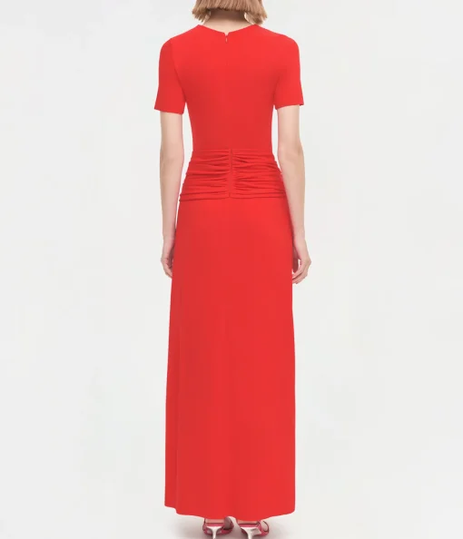Nalani Short Sleeve Gown in Fiery Red