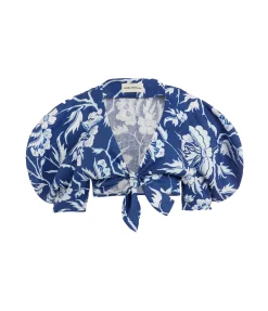 Navya Crop Top in Navy White