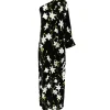 Nel One Shoulder Dress in Black and White Flower