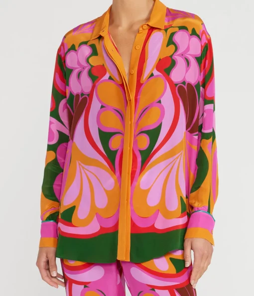 Nova Crepe Top in Seventies Orange