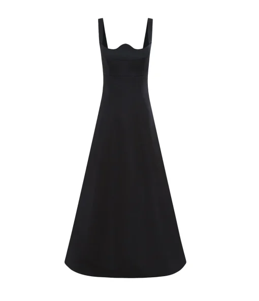 Odette Midi Dress in Ebony