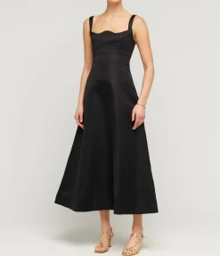 Odette Midi Dress in Ebony