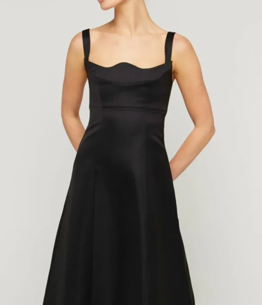 Odette Midi Dress in Ebony