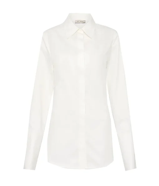 Open Back Cotton Shirt in White
