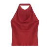 Open Back Halter Top in Barolo