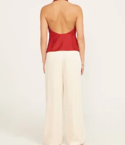 Open Back Halter Top in Barolo