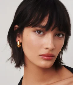 Organic Dome Hoop Earrings in Gold