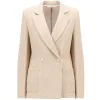 Padded Blazer in White and Beige