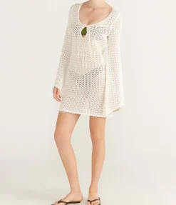 Pointelle Keyhole Mini Dress in Seashell
